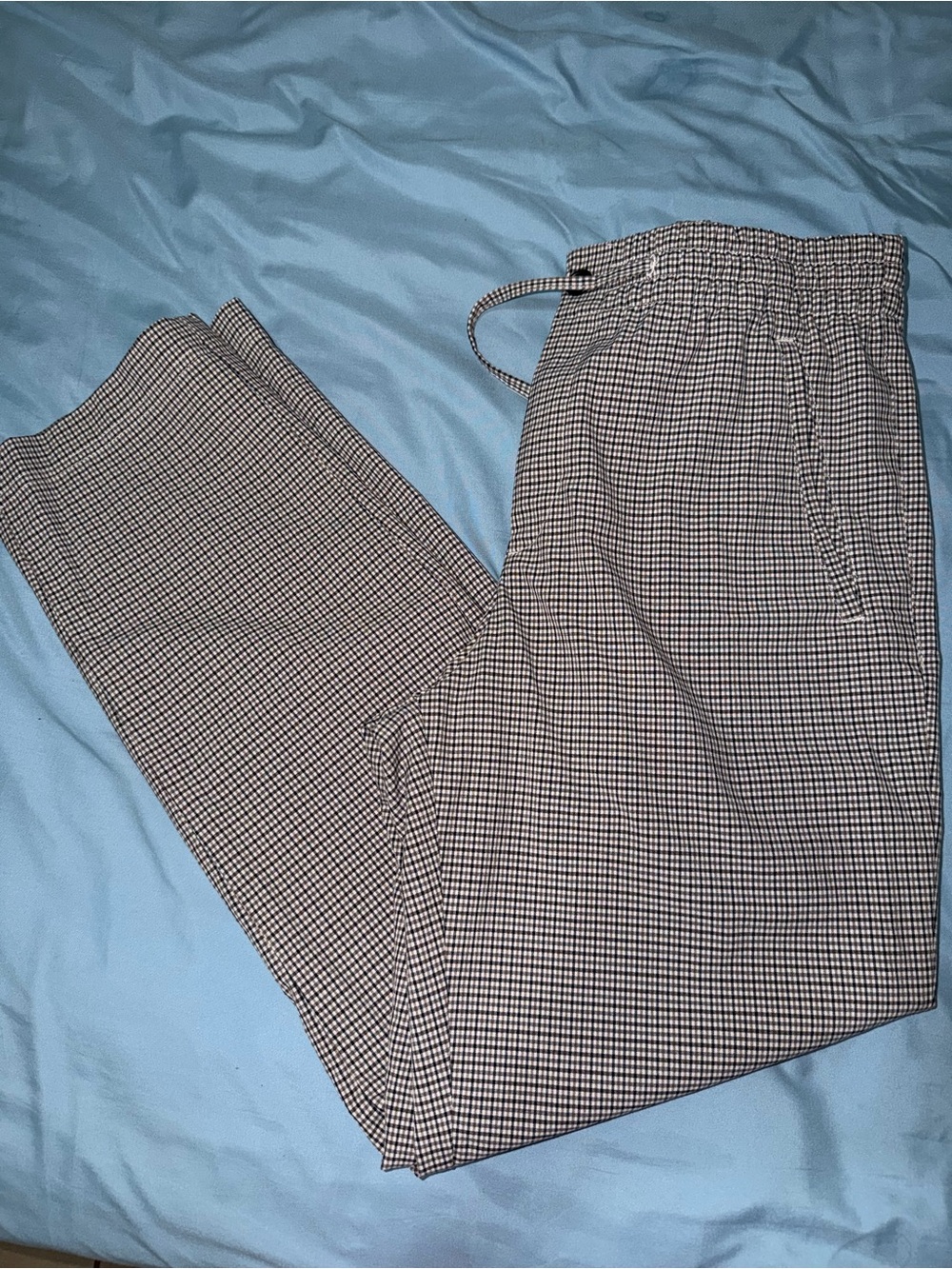 H&M Men's Black & White Micro-Check Drawstring Trousers